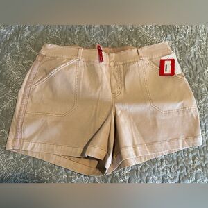 NWT SPANX Women's Pale Pink Stretch Twill Shorts Sz XL